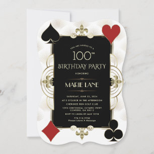 Invitation Glam Art Deco Casino Royale Poker Femme Anniversai