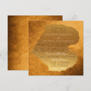 Invitation Glam Automne Automne Golden Copper Feuille Foil
