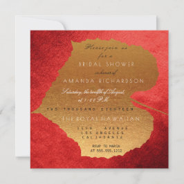 Invitation Glam Automne Automne Rouge Golden Feuilles Fête de