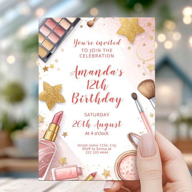 Invitation Glam Blush Pink Spa Birthday Party (Créateur téléchargé)