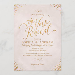 Invitation Glam blush rose or calligraphie voeu renouvellemen
