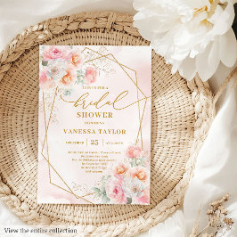 Invitation Glam Boho Blush Gold Parties scintillant Invitatio