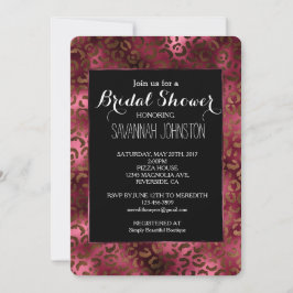 Invitation Glam Brown Bourgogne Empreinte de léopard douche n