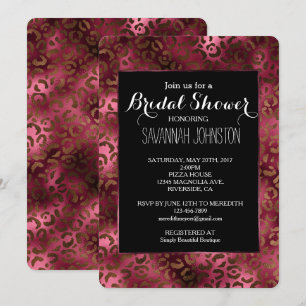 Invitation Glam Brown Bourgogne Empreinte de léopard douche n
