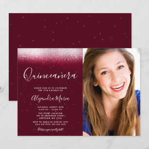 Invitation Glam Burgundy Quinceanera Photo