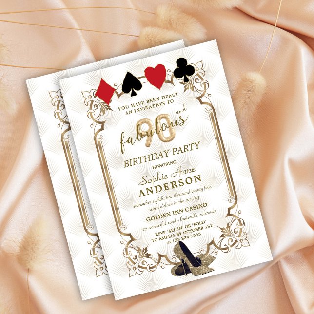 Invitation Glam Casino Art Déco 90 et fabuleux anniversaire (Créateur téléchargé)