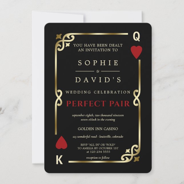 Invitation Glam Casino Las Vegas Parfait Mariage de poker de  (Devant)