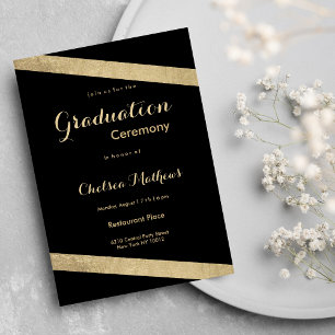 Invitation Glam classe or noir géométrique Graduation