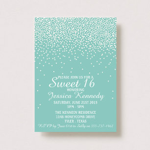 Invitation Glam Confetti Sweet moderne 16 Anniversaire