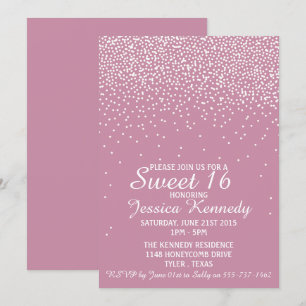 Invitation Glam Confetti Sweet moderne 16 Anniversaire