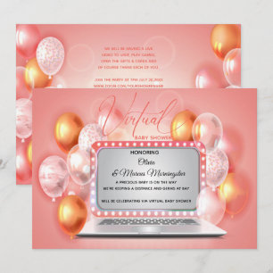 Invitation Glam Coral Ordinateur portable moderne Virtual Bab