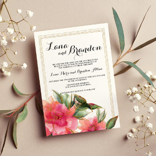 Invitation Glam coral rose blanc or parties scintillant maria