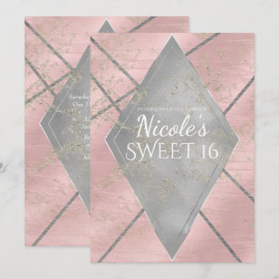 Invitation Glam Diamond Rose Argent Sweet 16 TOUTE Fête ÉVÉNE