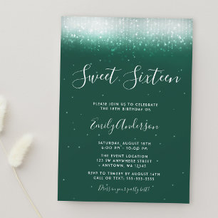 Invitation Glam Emerald Green Sweet 16