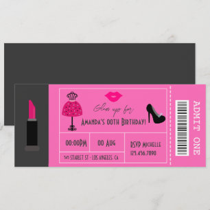Invitation Glam Fashion Show Fête Night Girl's Ticket