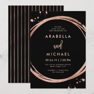 Invitation Glam Faux Rose Gold Look on Black Mariage