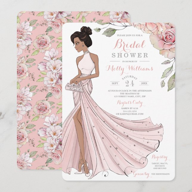 Invitation Glam Fête des mariées de mariée personnalisée (Devant / Derrière)