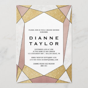 Invitation Glam Géométrique Diamant Lingerie Douche