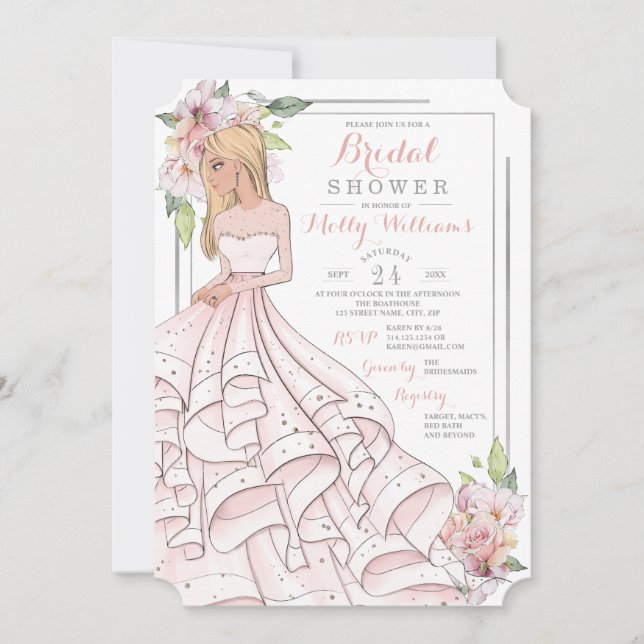Invitation Glam Girl Bride Fête des mariées (Devant)