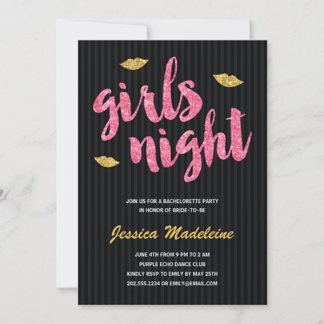 Invitation Glam Girls Night | Parties scintillant Look Bachel (Devant)