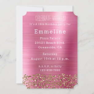 Invitation Glam Girly Pink Gold Leopard