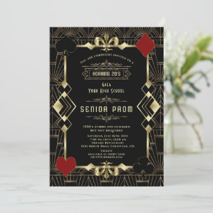 Invitation Glam Gold Black Casino Gatsby 20s Bal de Promo Sen