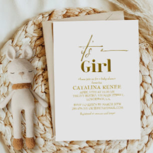 Invitation Glam Gold est un Baby shower de fille