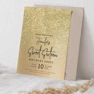 Invitation Glam Gold Faux Parties scintillant Sparkle Sweet 1