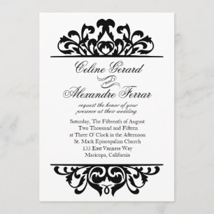 Invitation Glam Gold Foil Mariage   noir blanc