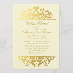 Invitation Glam Gold Foil Mariage or d'ivoire