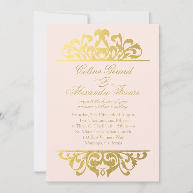 Invitation Glam Gold Foil Mariage | or roux (Devant)