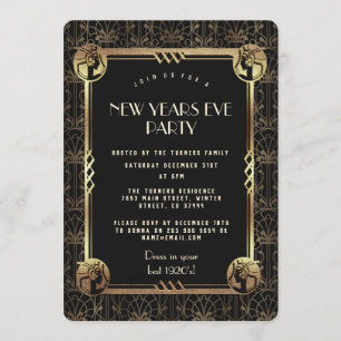 Invitation Glam Gold Great Gatsby 20's New Year's Eve Party