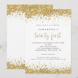 Invitation Glam Gold Parties scintillant 21e fête d'anniversa