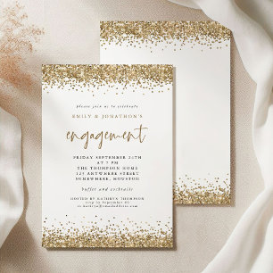 Invitation Glam Gold Parties scintillant Frontières Fiançaill