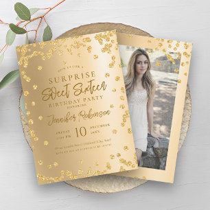 Invitation Glam Gold Parties scintillant photo SURPRISE Sweet