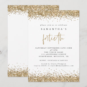 Invitation Glam Gold Parties scintillant quarantième parti