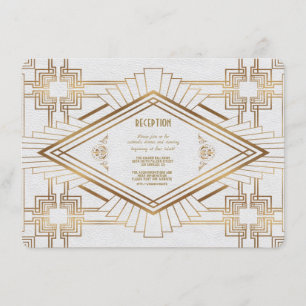 Invitation Glam Gold White Great Gatsby Réception de mariage