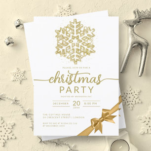 Invitation Glam Gold Winter Parties scintillant Snowflake Com