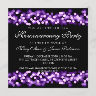 Invitation Glam Hollywood violet de la fête du réchauffement