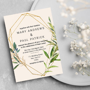 Invitation Glam Ivory Gold Parties scintillant Foliage Terrar