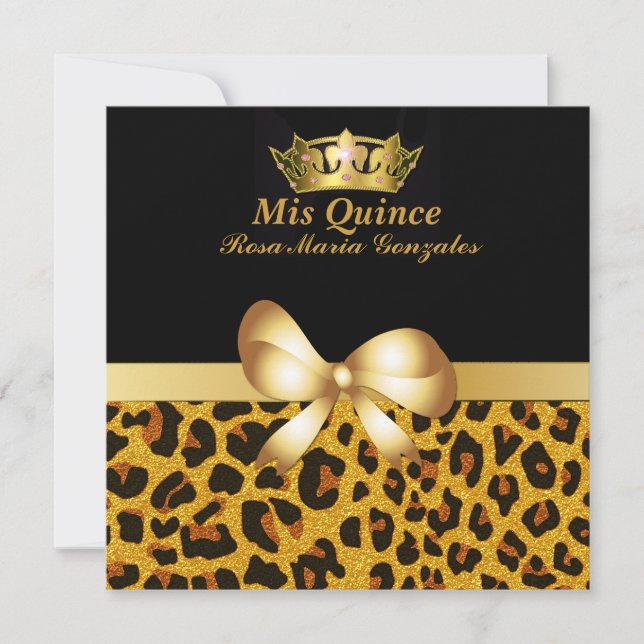 Invitation Glam Jaguar Imprimer & Crown Quinceañera Invitatio (Devant)