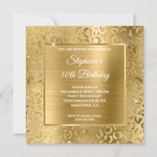 Invitation Glam léopard Gold Foil 50e anniversaire