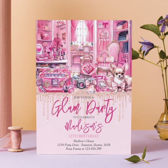 Invitation Glam Makeup Girl Anniversaire (Créateur téléchargé)