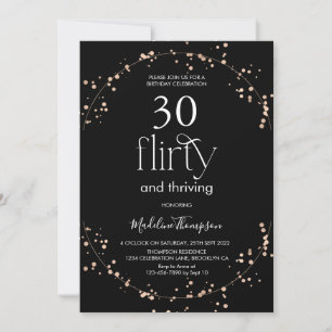 Invitation Glam Minimalist Black Gold Parties scintillant Adu