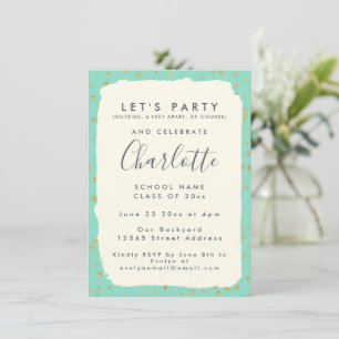 Invitation Glam Mint Green Gold Dots Fête de graduation perso