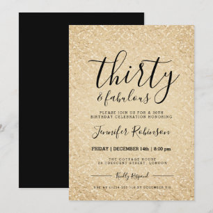 Invitation Glam moderne de la Parties scintillant d'or du 30e