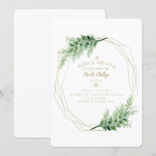 Invitation Glam moderne or Fête des mariées botanique géométr