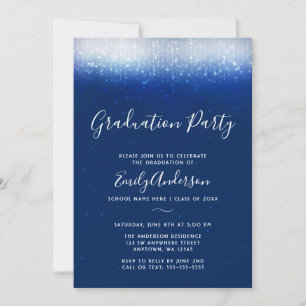 Invitation Glam Navy Blue Graduation Party