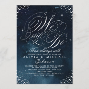 Invitation Glam Navy élégante calligraphie vintage NOUS TOUJO