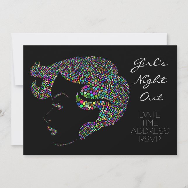 Invitation Glam neon Girl's Night Out Party (Devant)